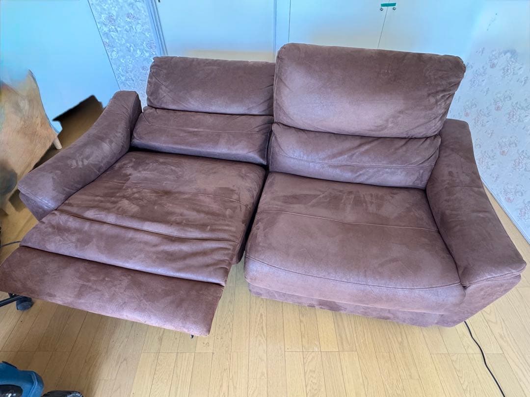 ブラウン リクライニングソファ 2人掛け