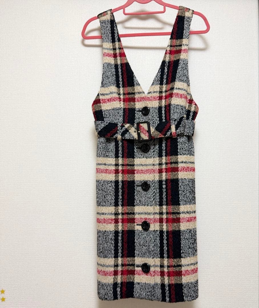 美品 ブルーレーベルクレストブリッジ ジャンパースカート チェック 38