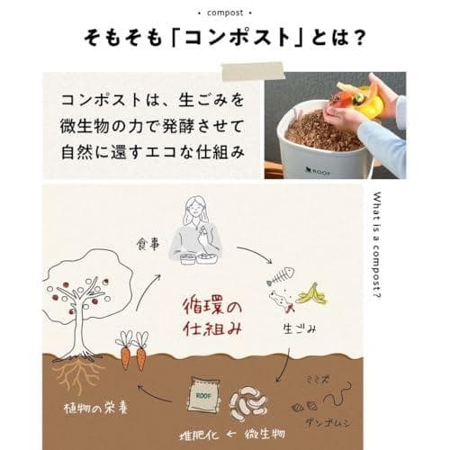 【公式・発酵基材付】ROOF コンポスト (ホワイト) 公式 コンパクト 生ごA
