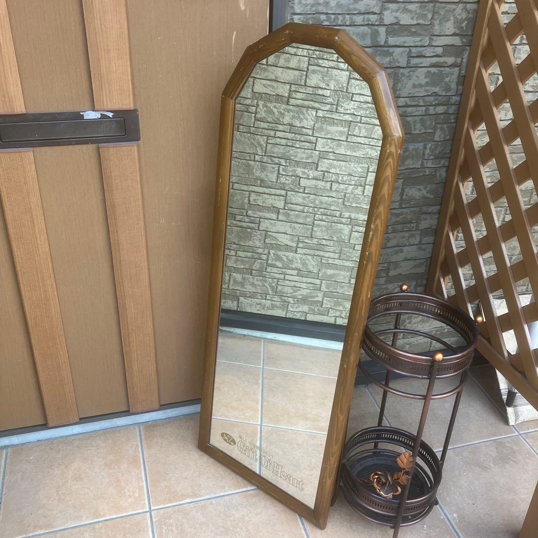 日本製 昭和レトロ マホガニー材 ウォールミラー ミッドセンチュリー イタリア調