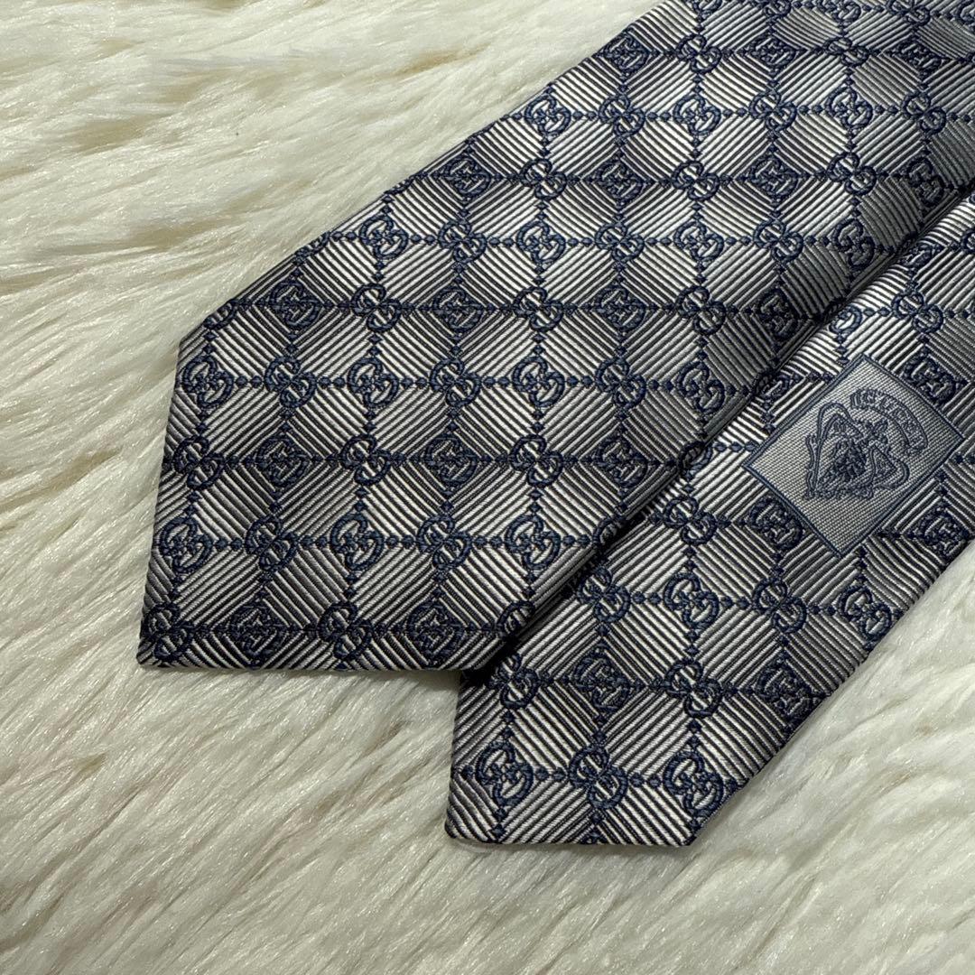 【美品】GUCCI ネクタイ　高級シルク　GG柄　ジャガード　グッチ