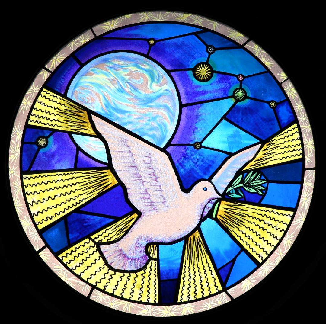 オリーブと鳩 ノアの箱舟 ヴィンテージ ステンドグラス 箱付き アメリカ歴史協会