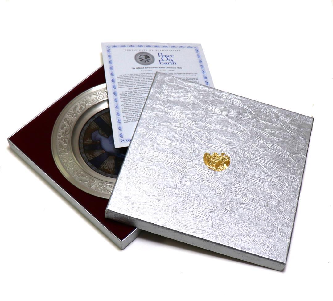 オリーブと鳩 ノアの箱舟 ヴィンテージ ステンドグラス 箱付き アメリカ歴史協会