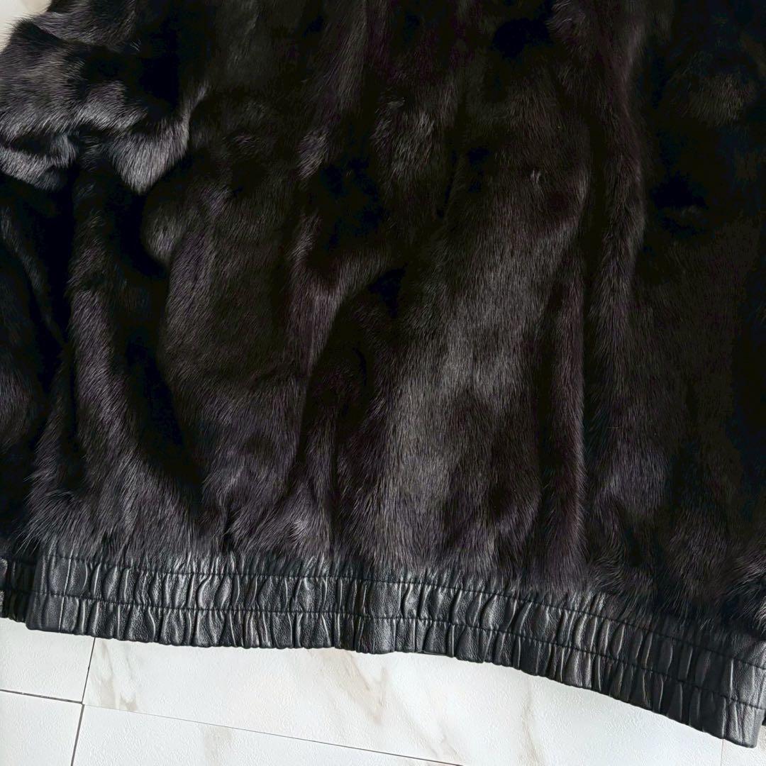 激レア◆ミンク×レザー ジャケット 本革 金ボタン 4Lサイズ リバーシブル