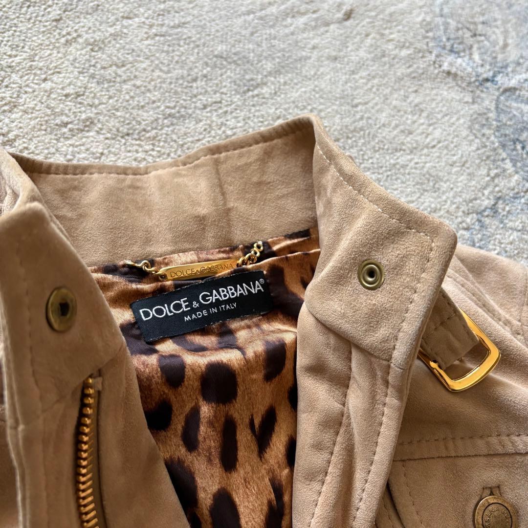 ドルチェアンドガッバーナ スウェード 裏地 レオパード レザー ライダース
