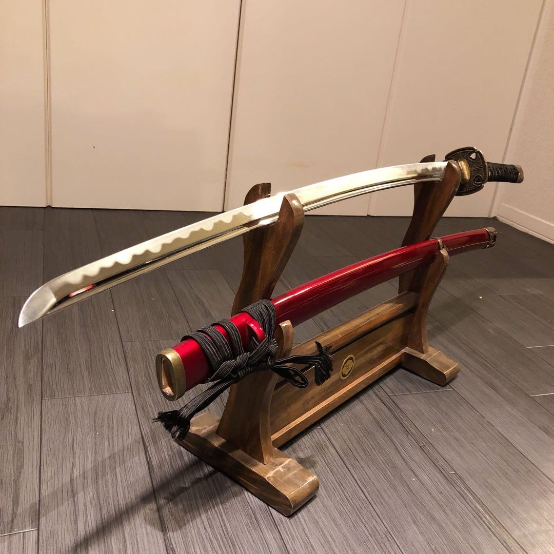 高級模造刀　居合刀　樋入刀身　合金刀身　朱拵え