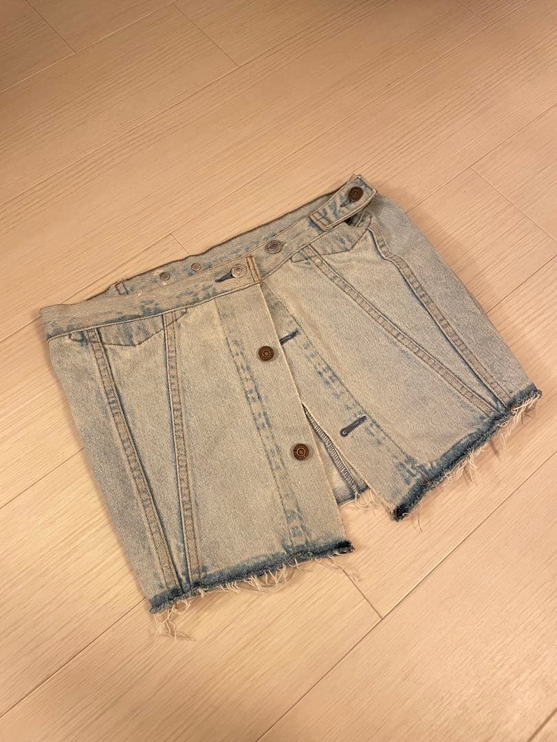 pollen vintage リメイクデニム巻きスカート
