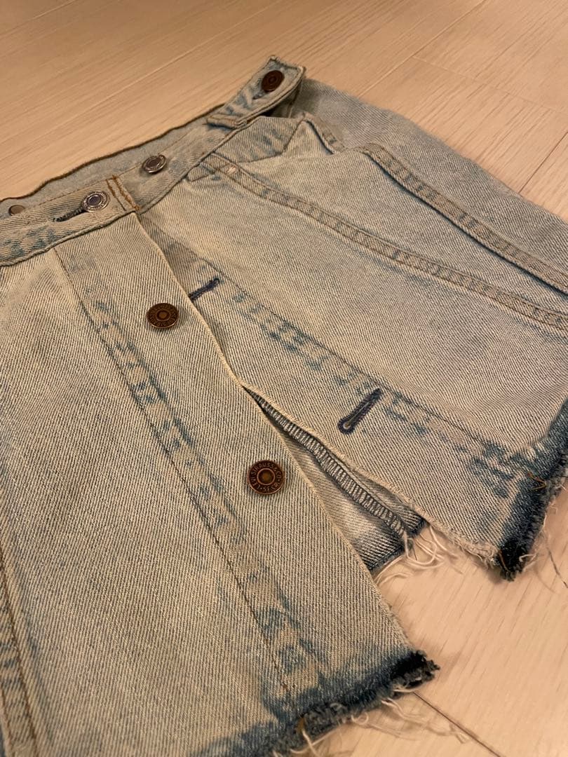 pollen vintage リメイクデニム巻きスカート