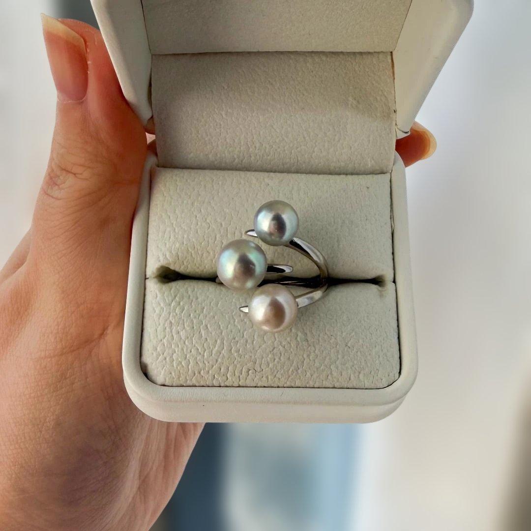 特✨希少アコヤ真珠 真多麻 3連パールリング SILVER925 | p.l.o