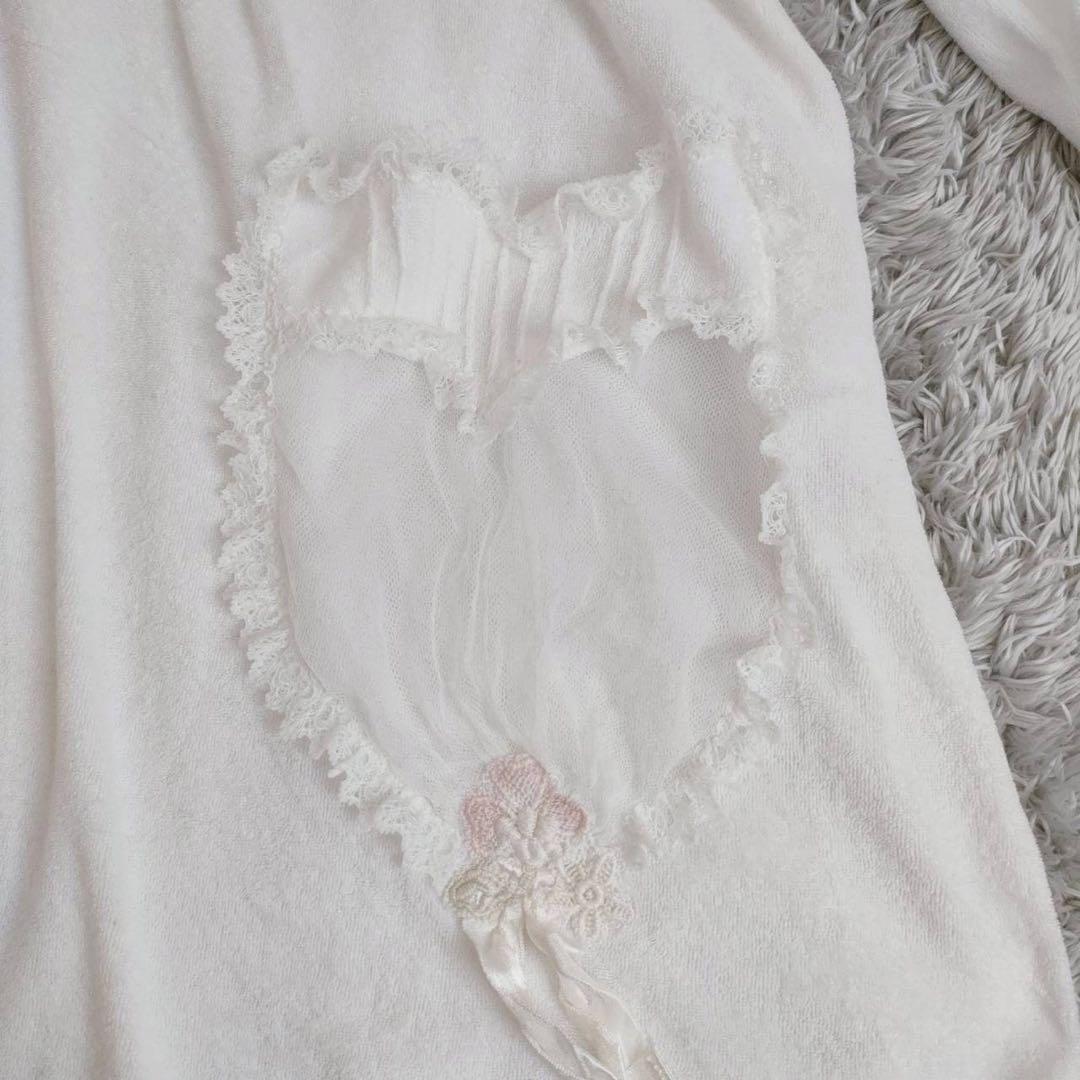 ヒスクローネ (15) 長袖 カーディガン レース 刺繍 パイル生地 ガーリー