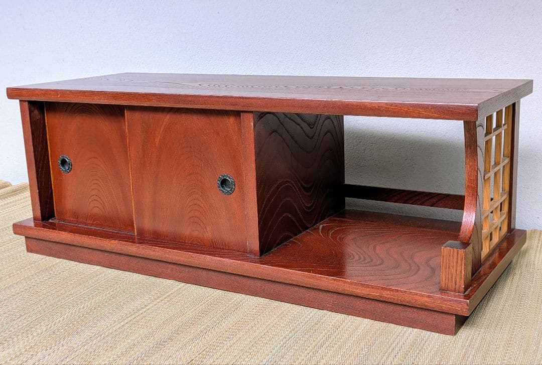 置き床　飾り棚　　無垢材　欅ケヤキ塗り　昭和レトロ