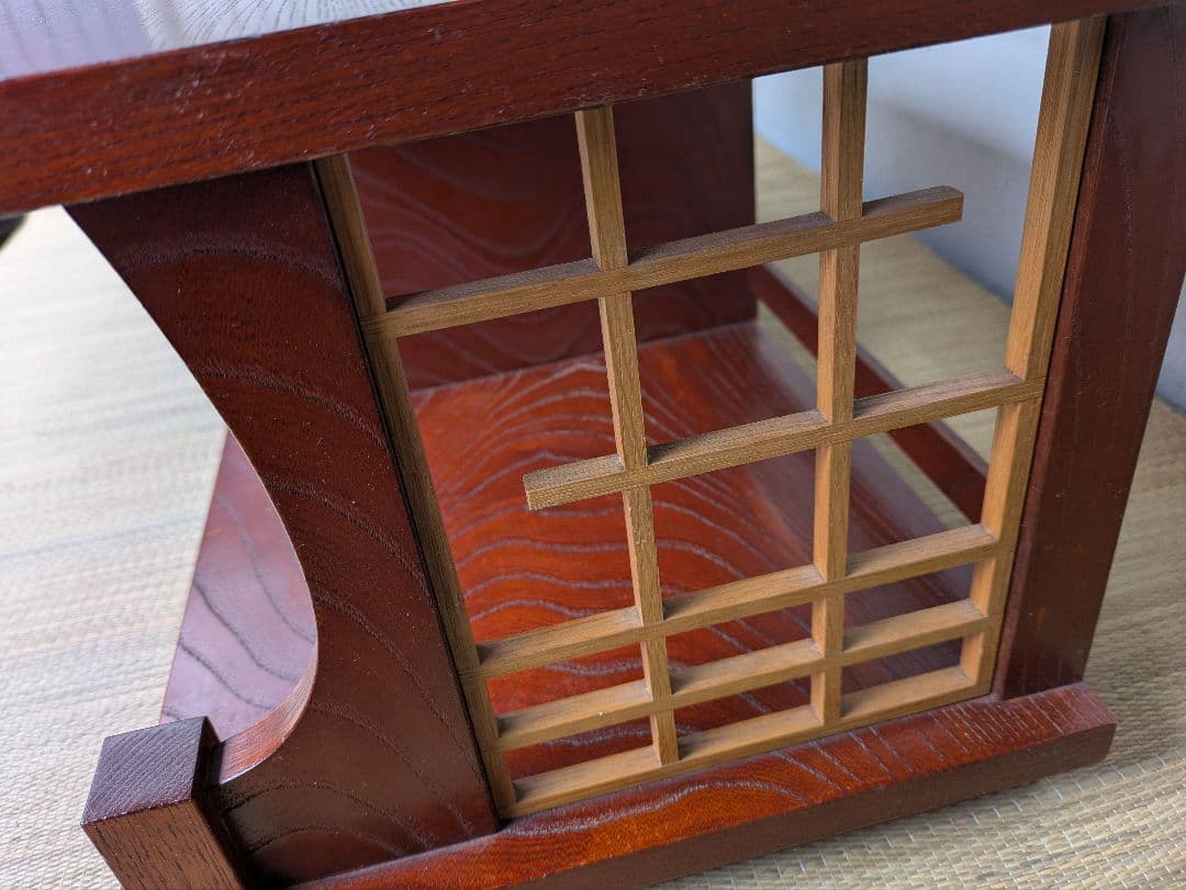 置き床　飾り棚　　無垢材　欅ケヤキ塗り　昭和レトロ