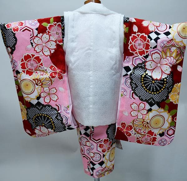 七五三 三歳 女児 正絹 被布 着物フルセット 陽気な天使 お仕立て無料