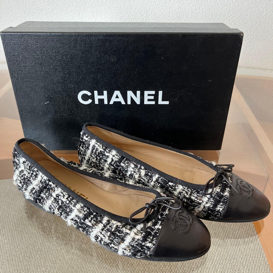 CHANEL ツイードフラットシューズ 35【大掃除価格】