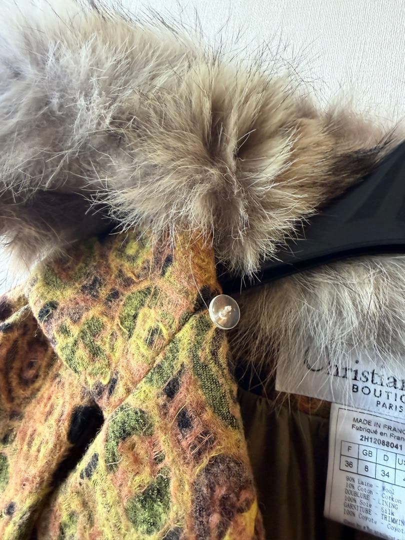 Christian Dior ファー付きロングコート 多色　36