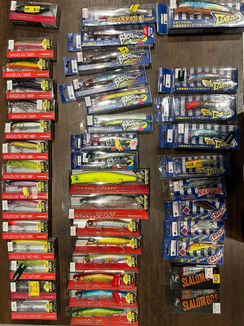 大特価ブルーブルー、メガバスカゲロウオリカラも、ワスプスラローム42個セット