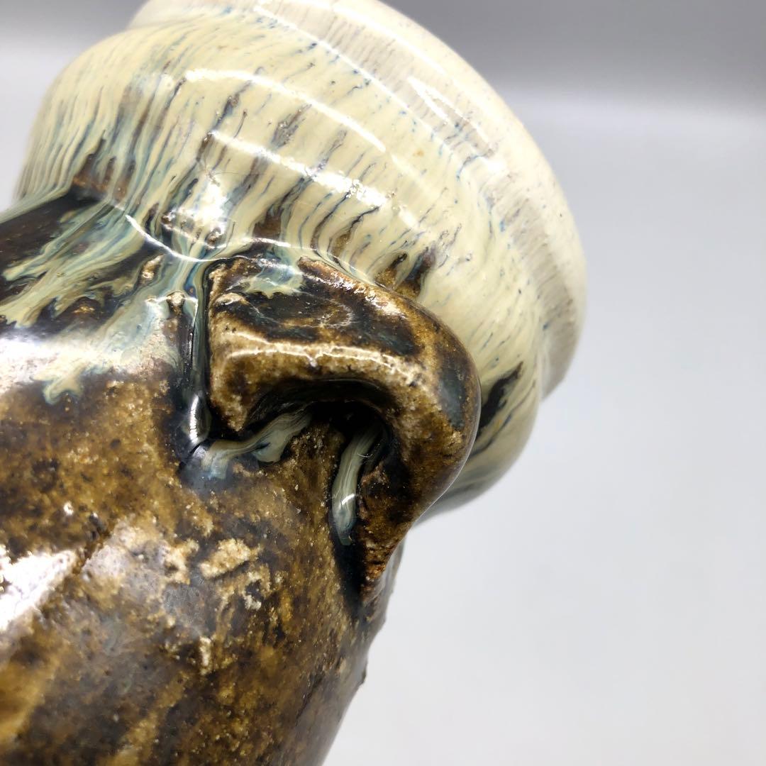 唐津焼朝鮮唐津花入耳付き双耳花瓶花生け華道茶道具ビンテージ伝統工芸骨董品