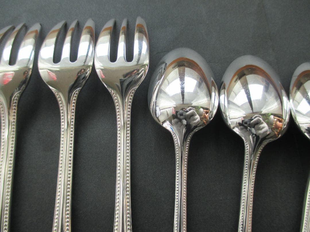 極美品☆高級銀器クリストフルシルバー銀P カトラリー６本セット　パール　収納箱入