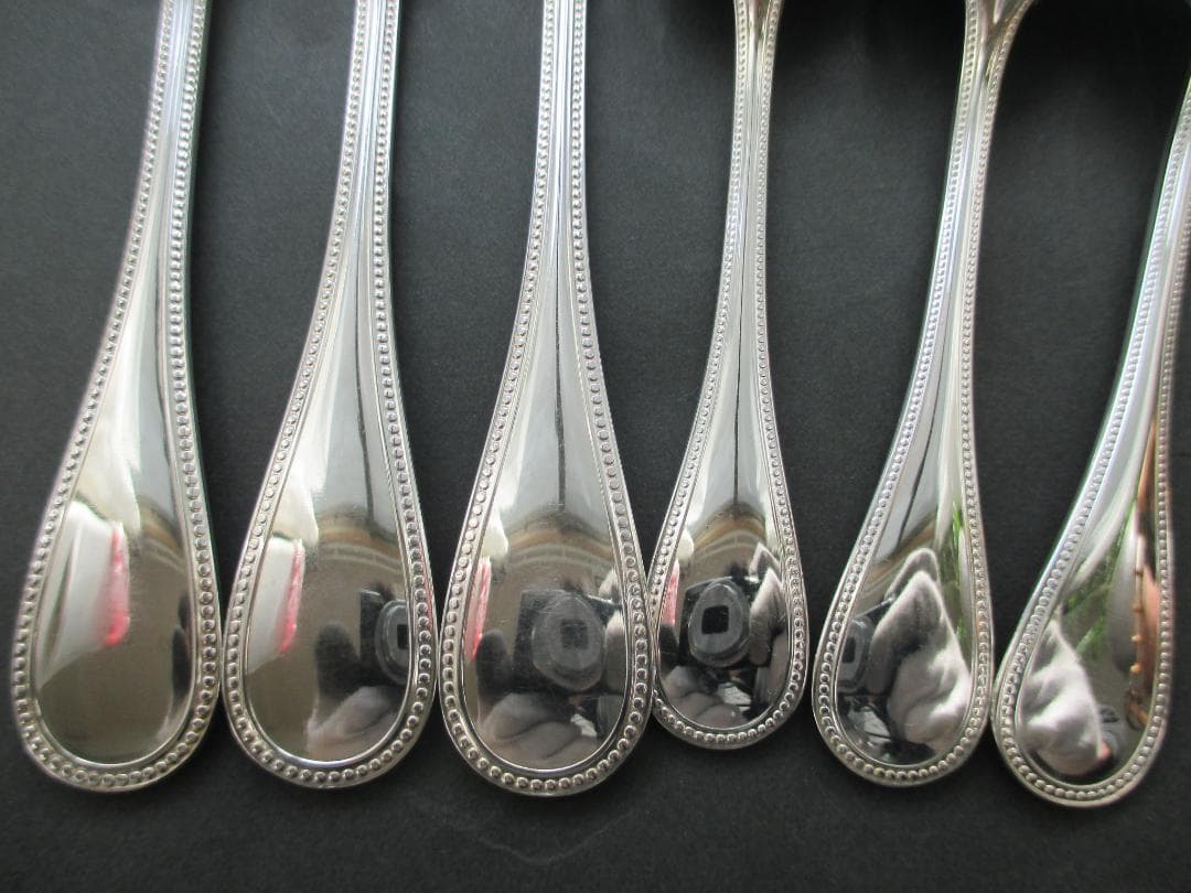 極美品☆高級銀器クリストフルシルバー銀P カトラリー６本セット　パール　収納箱入