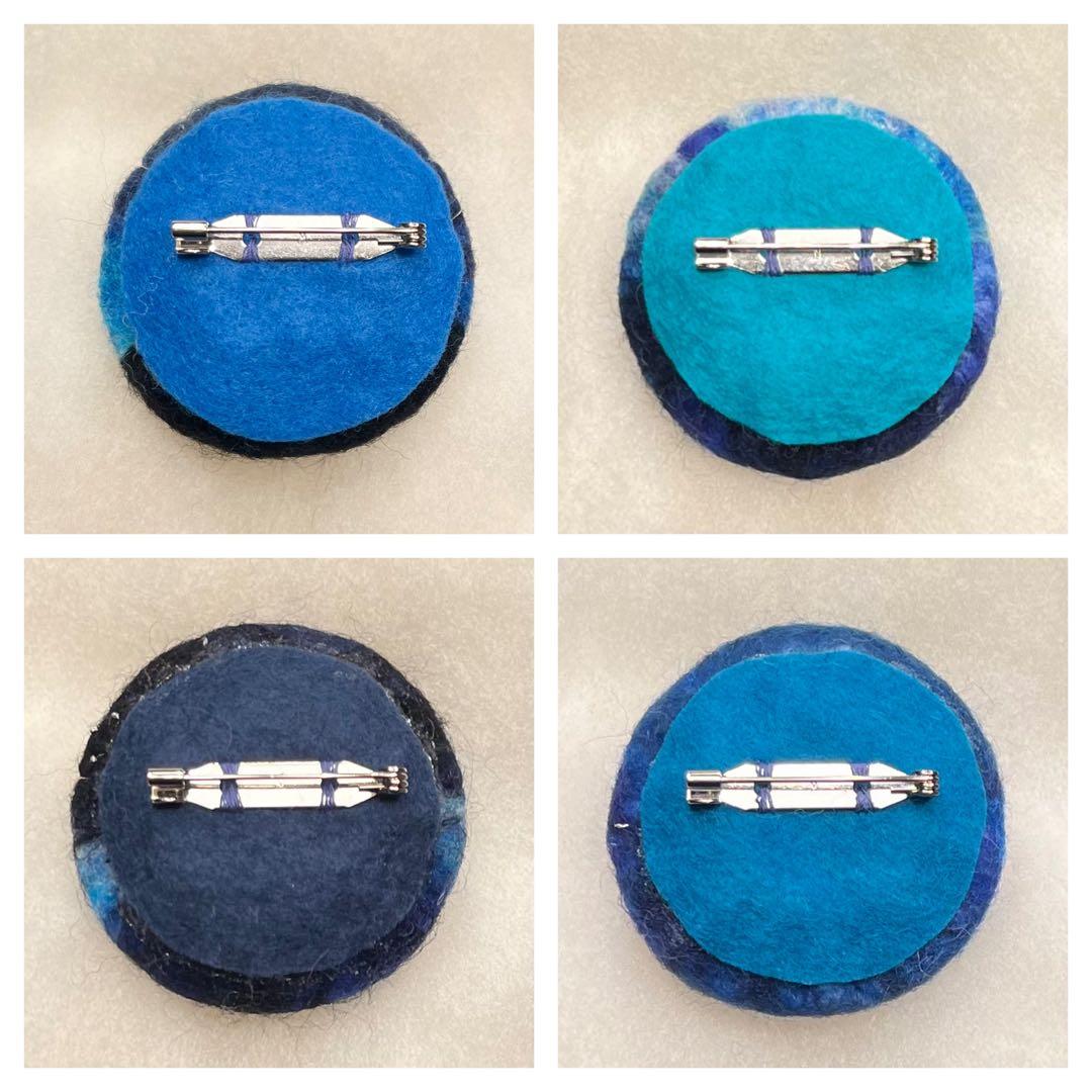 aqua 羊毛フェルトブローチ4点