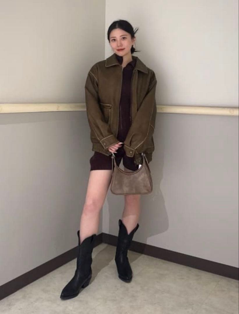 【美品】MOUSSY F/LEATHER A-2 フライトジャケット　ブラウン