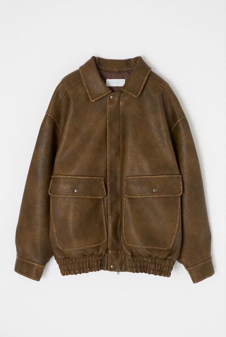 【美品】MOUSSY F/LEATHER A-2 フライトジャケット　ブラウン