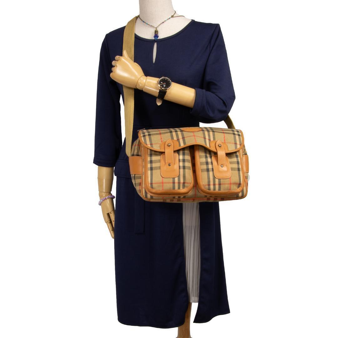 本物 バーバリー ショルダーバッグ メンズ レディース 茶色 斜め掛け チェック