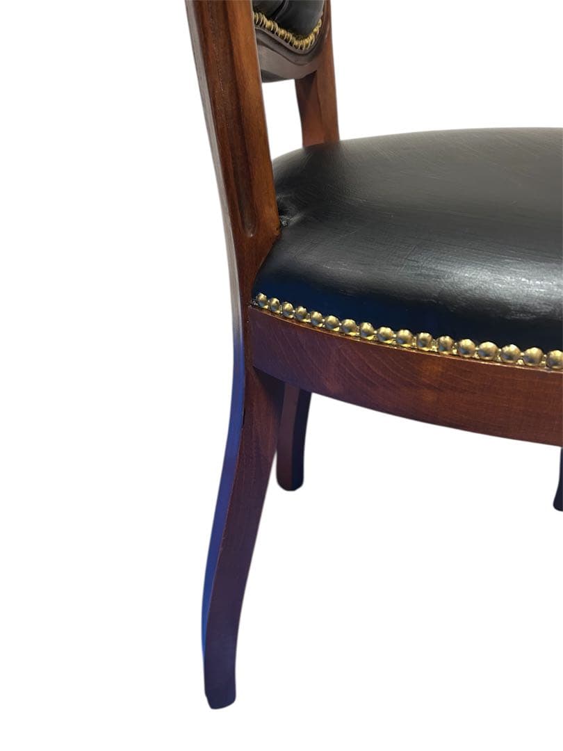 良品　イタリア ダイニングチェア 革張り 猫脚 ブラック①