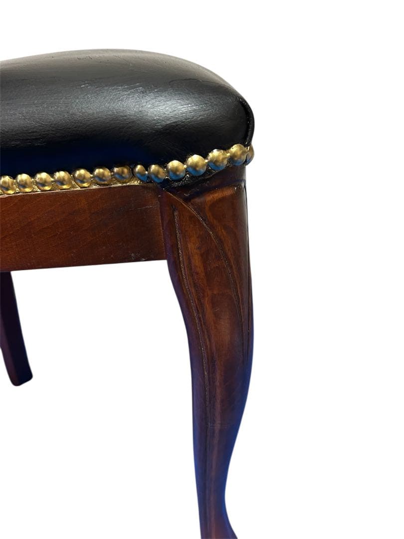 良品　イタリア ダイニングチェア 革張り 猫脚 ブラック①