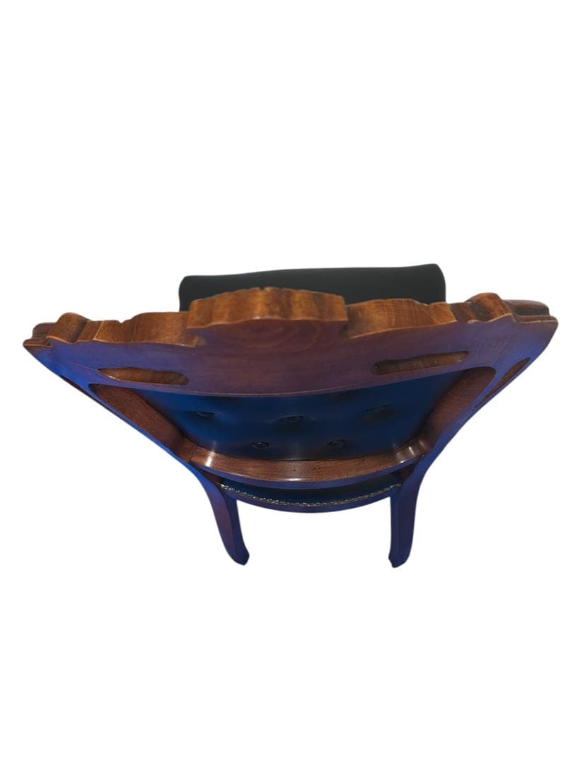 良品　イタリア ダイニングチェア 革張り 猫脚 ブラック①