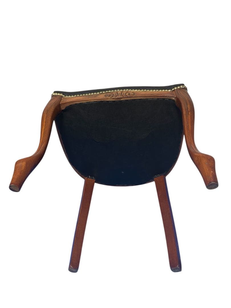 良品　イタリア ダイニングチェア 革張り 猫脚 ブラック①