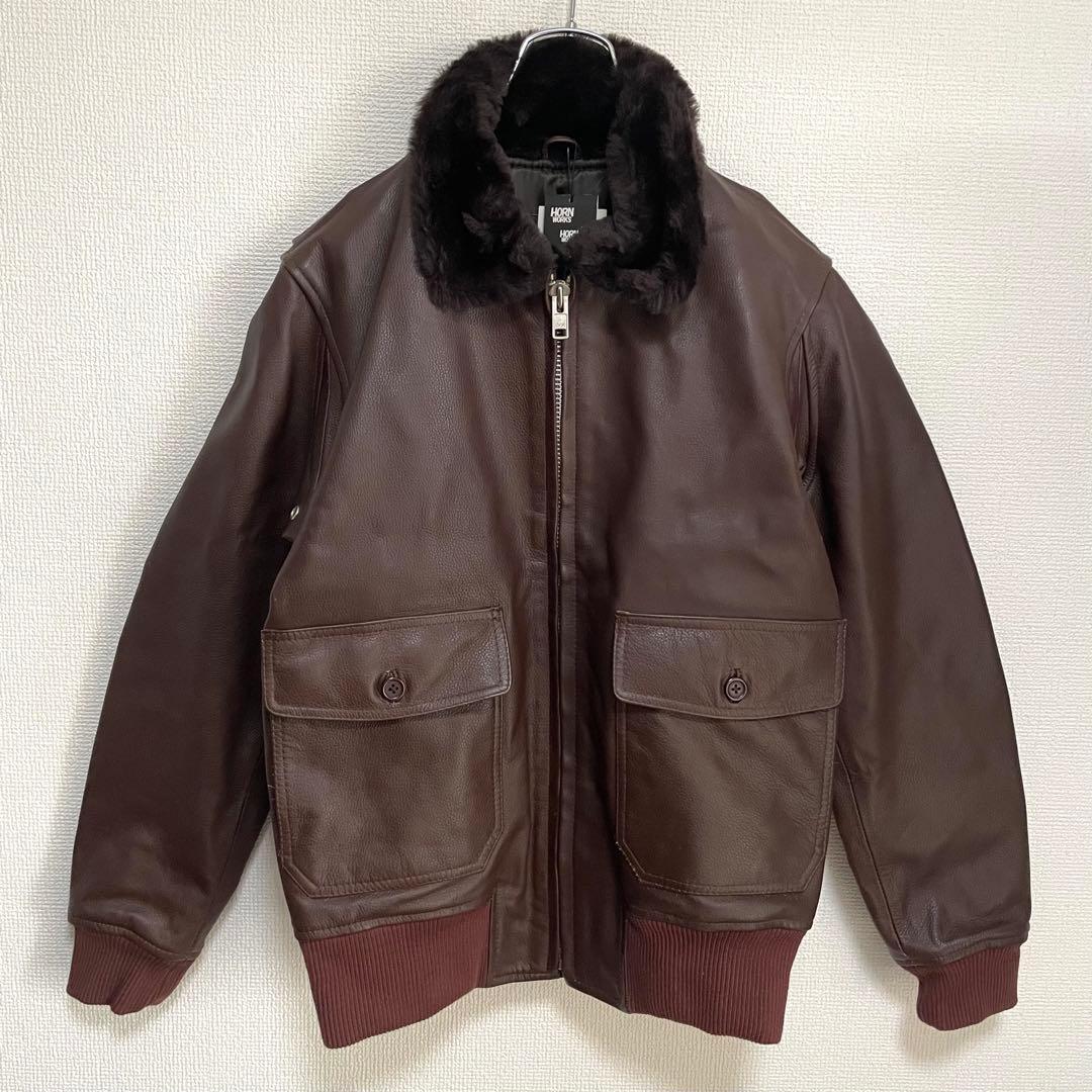 未使用 タグ付 HORN WORKS レザー G-1ボア フライトジャケット