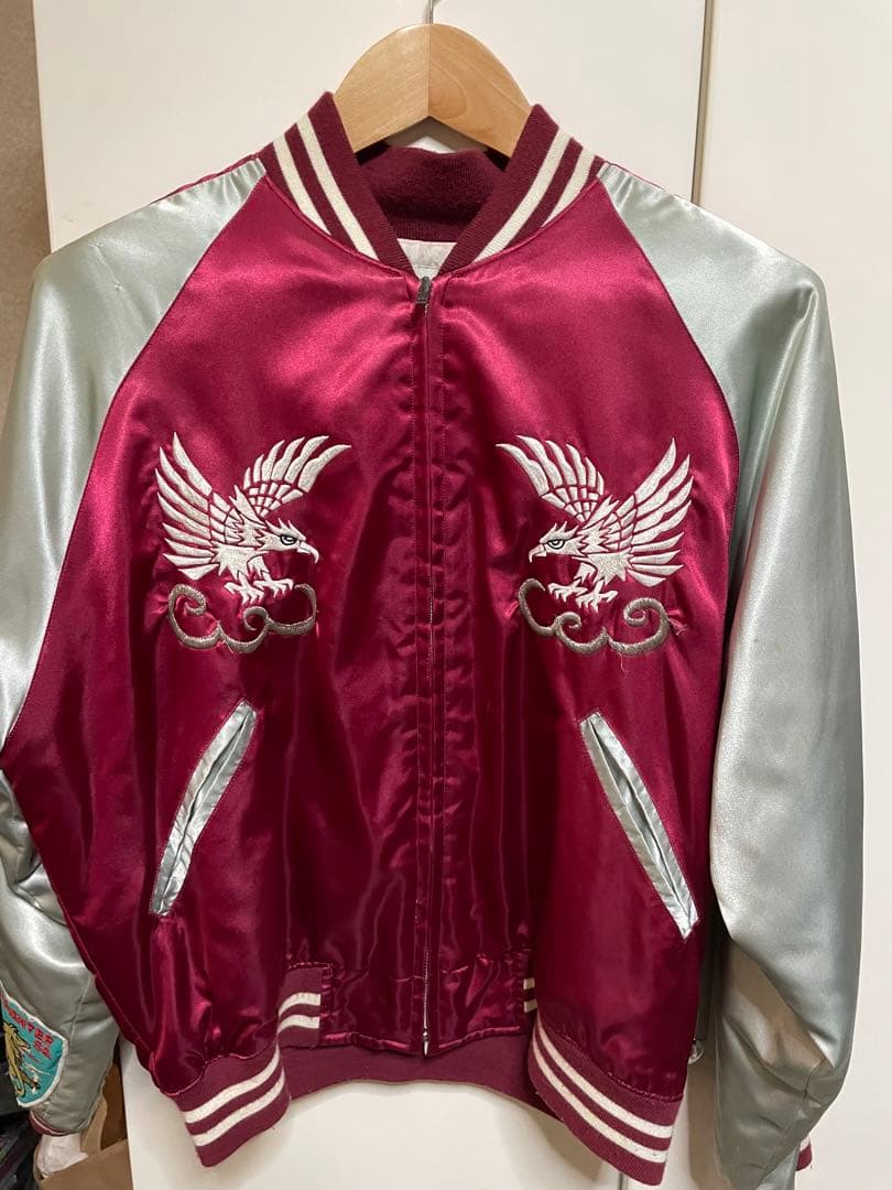 刺繍鷹デザイン スカジャン Mサイズ　ファースト商会80'