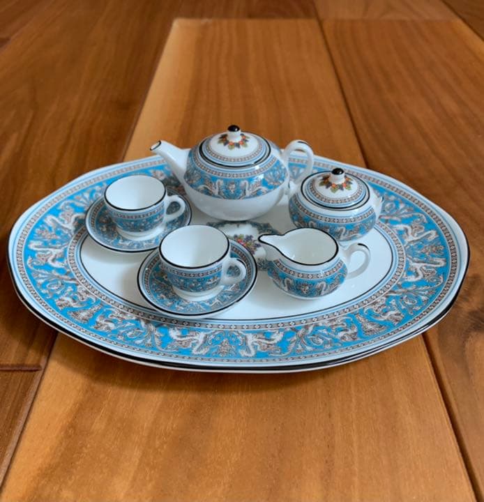 新品 ウェッジウッド フロレンティーン ターコイズ ミニチュア ティーセット