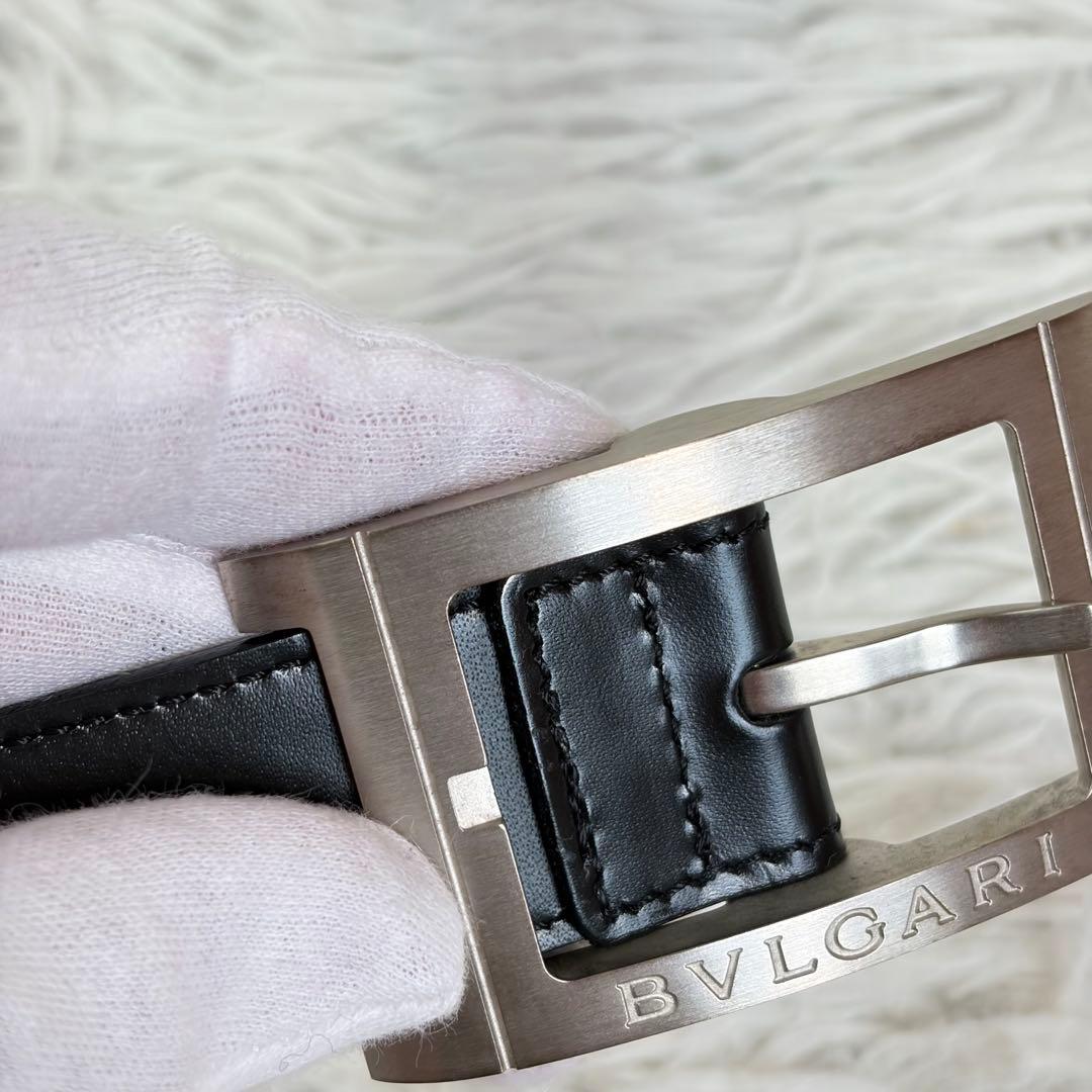 極美品/付属品完備✨ ブルガリ レザー ベルト レッタンゴロ シルバーバックル