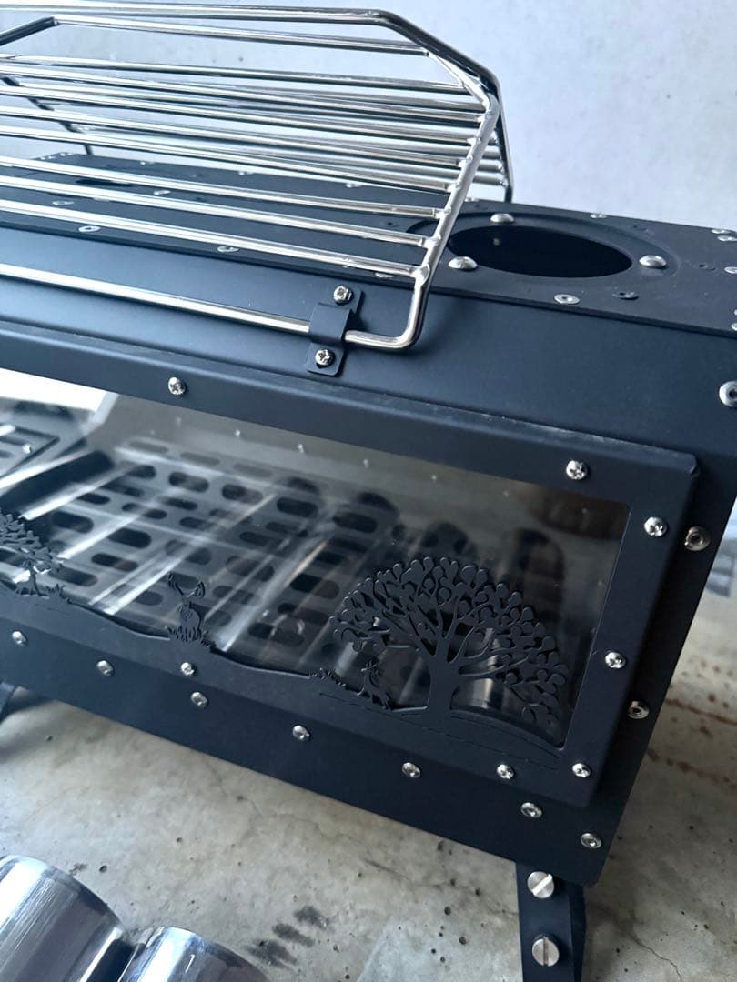 薪ストーブ 黒　収納バック付き　窓付き