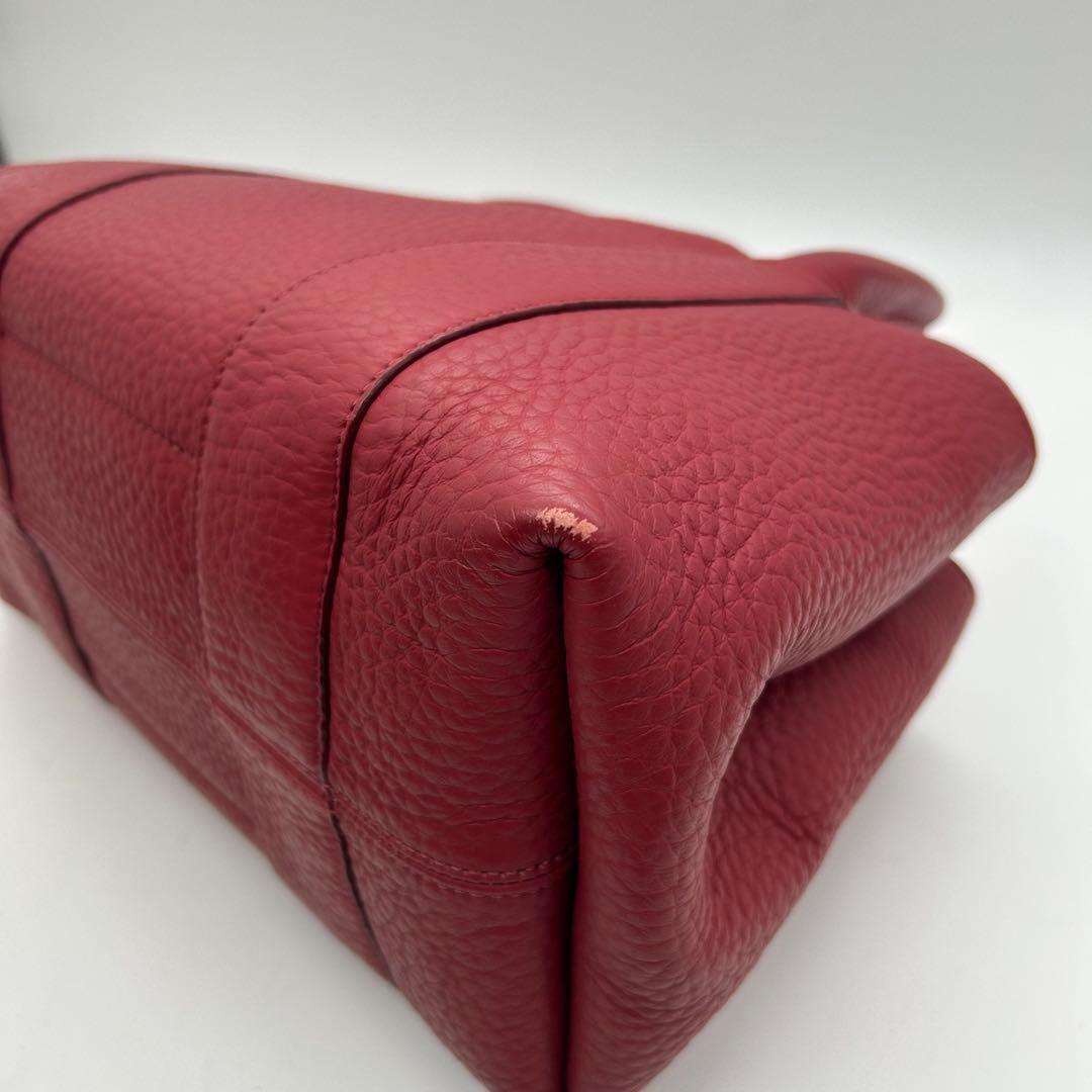 極美品　HIROFU　ヒロフ　クラシッカ　トートバッグ　レザー　赤　肩掛け　自立