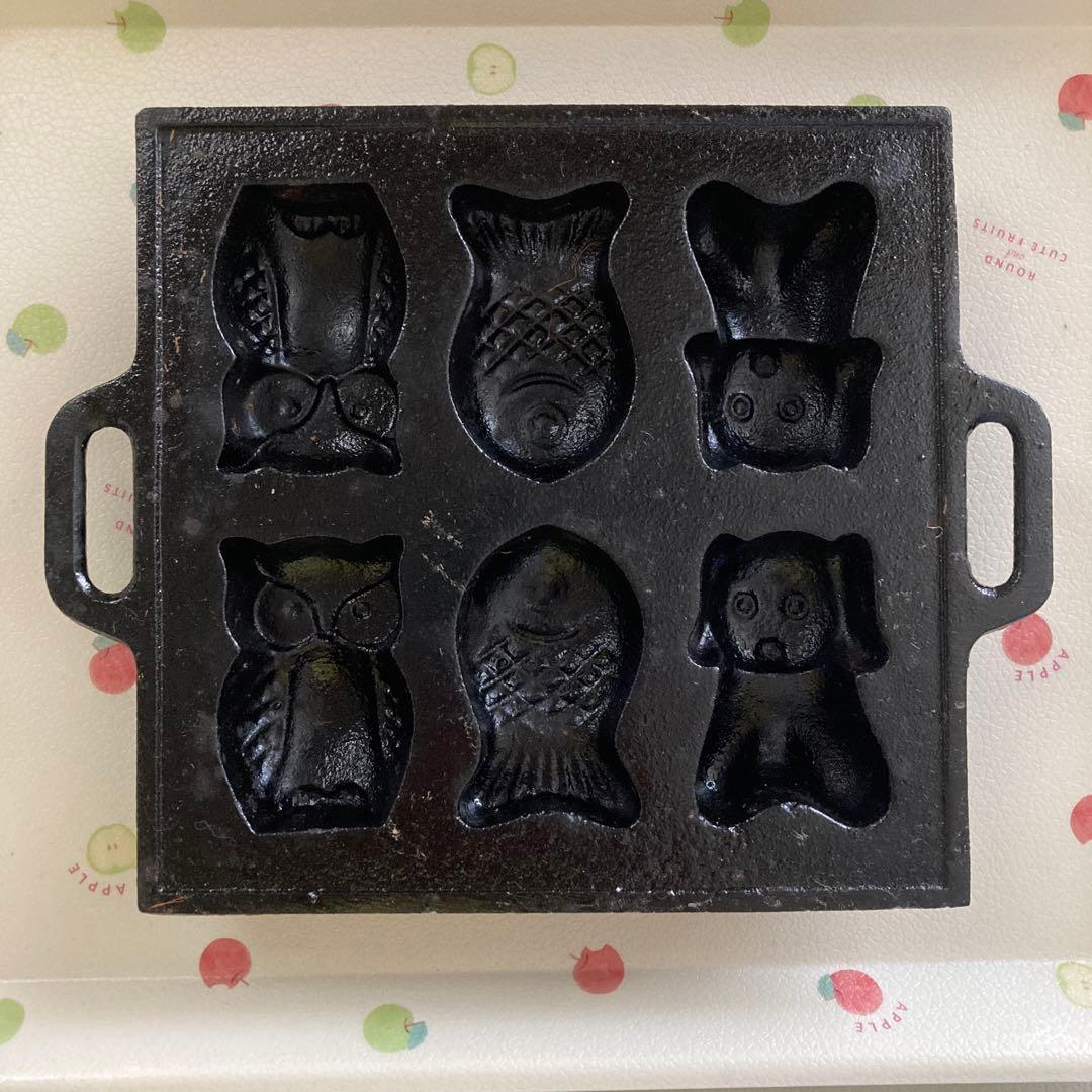 鉄器　人形焼型 6個動物形状　昭和希少品