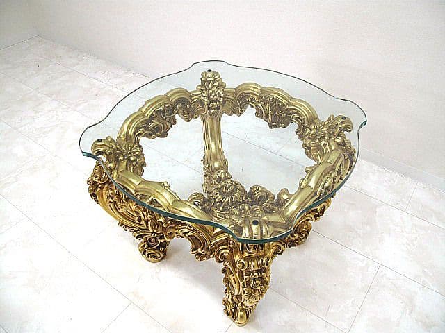 【展示品】SILIK シリック ヴェネチアン様式 ガラストップ リビングテーブル