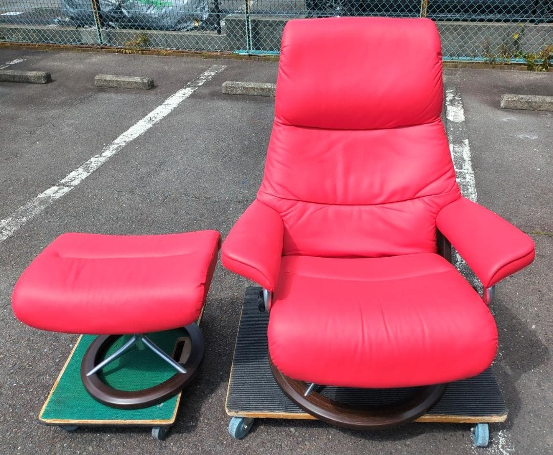 〈セット販売〉エコーネス ストレスレスチェア 赤 正規品 ② チェア