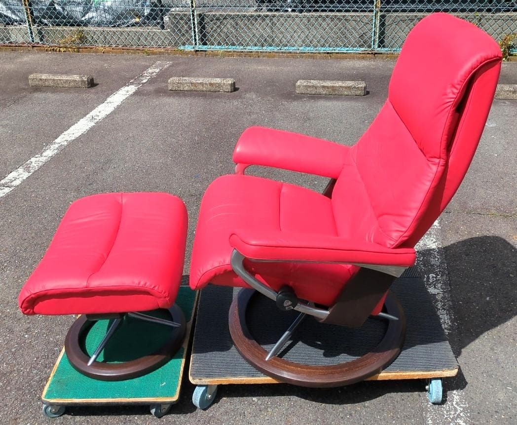 〈セット販売〉エコーネス ストレスレスチェア 赤 正規品 ② チェア