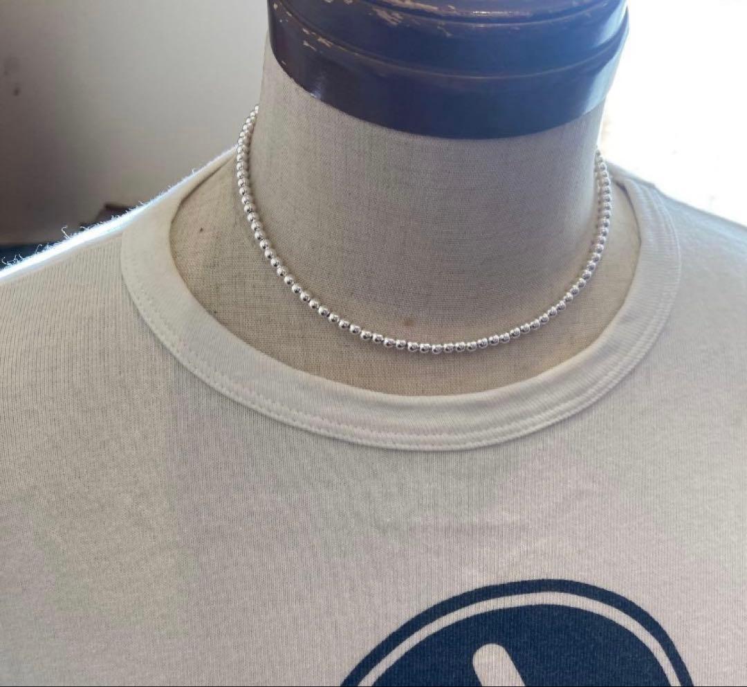 シルバー925製ラウンドビーズネックレス40cm ロンハーマン　ボールチェーン