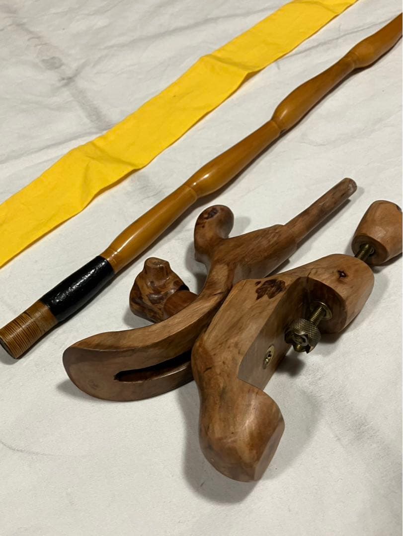 へら釣り用竿掛けらっきょ竹➕天然木万力