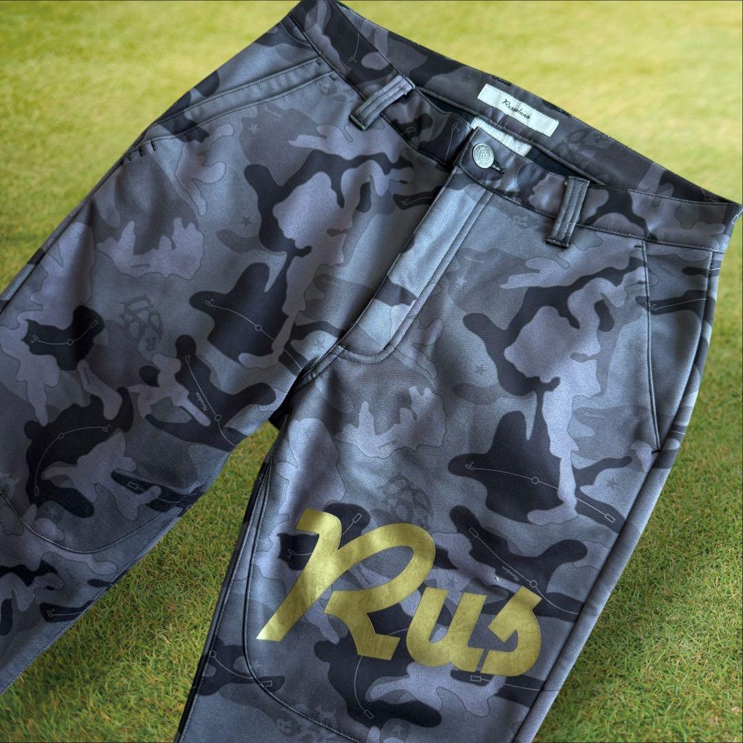 裏起毛　ラッセルノ　パンツ　迷彩　総柄　M〜L相当　白　黒　グレー　蓄熱　暖パン