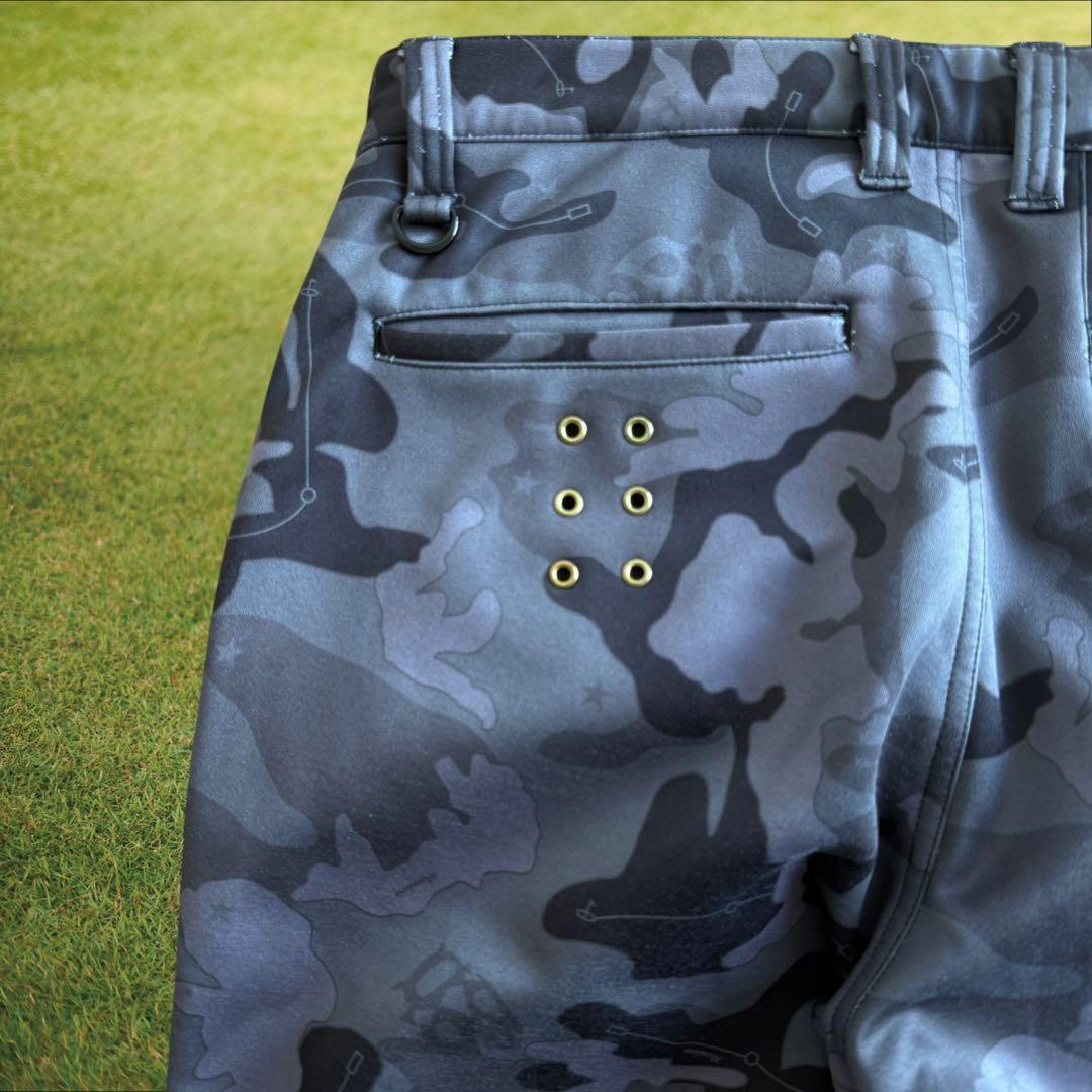 裏起毛　ラッセルノ　パンツ　迷彩　総柄　M〜L相当　白　黒　グレー　蓄熱　暖パン