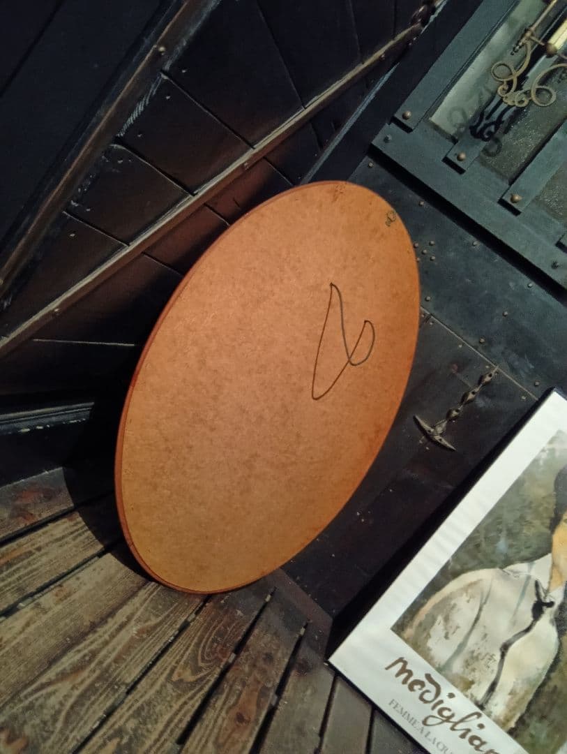 クラシックスタイル 木製壁掛け鏡 楕円形