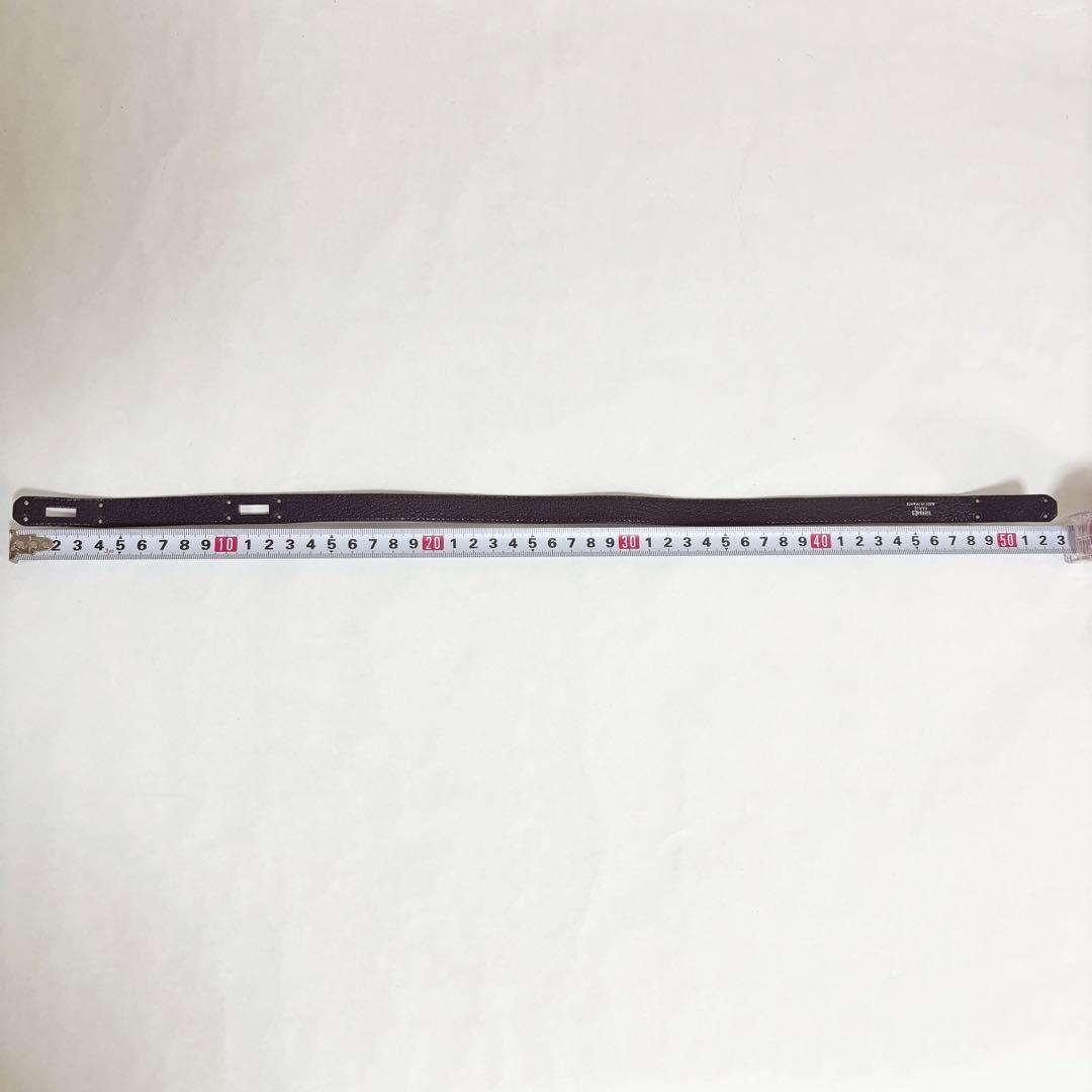 超美品　HERMES レザーメタルバングル パープル