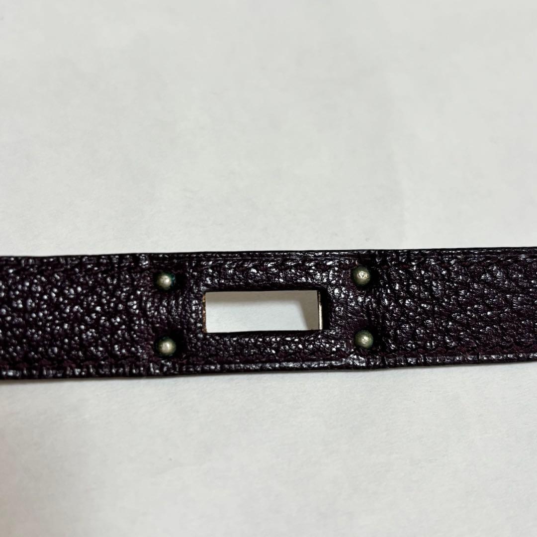 超美品　HERMES レザーメタルバングル パープル