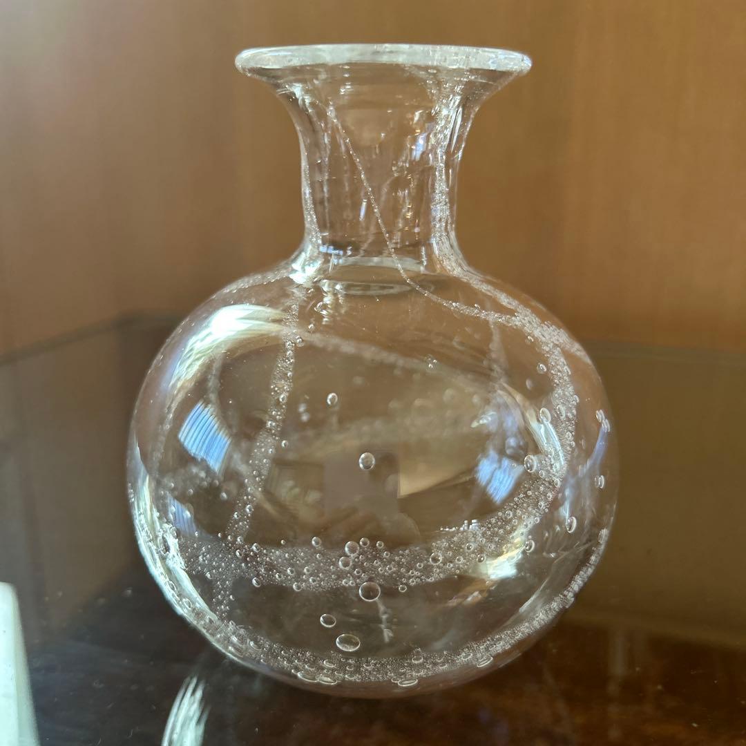 新品◆102荒川尚也　そばちょこ&型徳利　アワガラス気泡3点セット　晴耕社ガラス