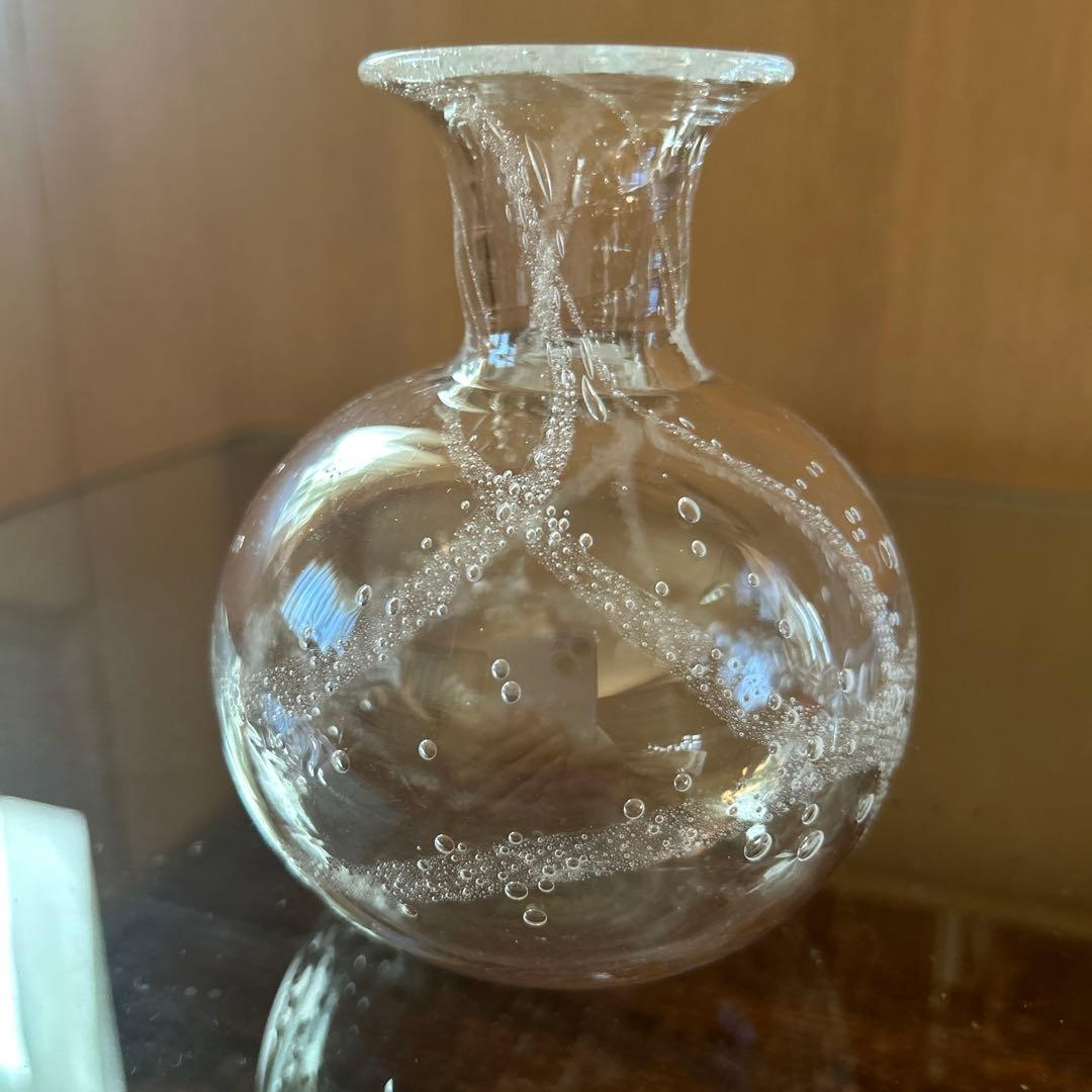 新品◆102荒川尚也　そばちょこ&型徳利　アワガラス気泡3点セット　晴耕社ガラス